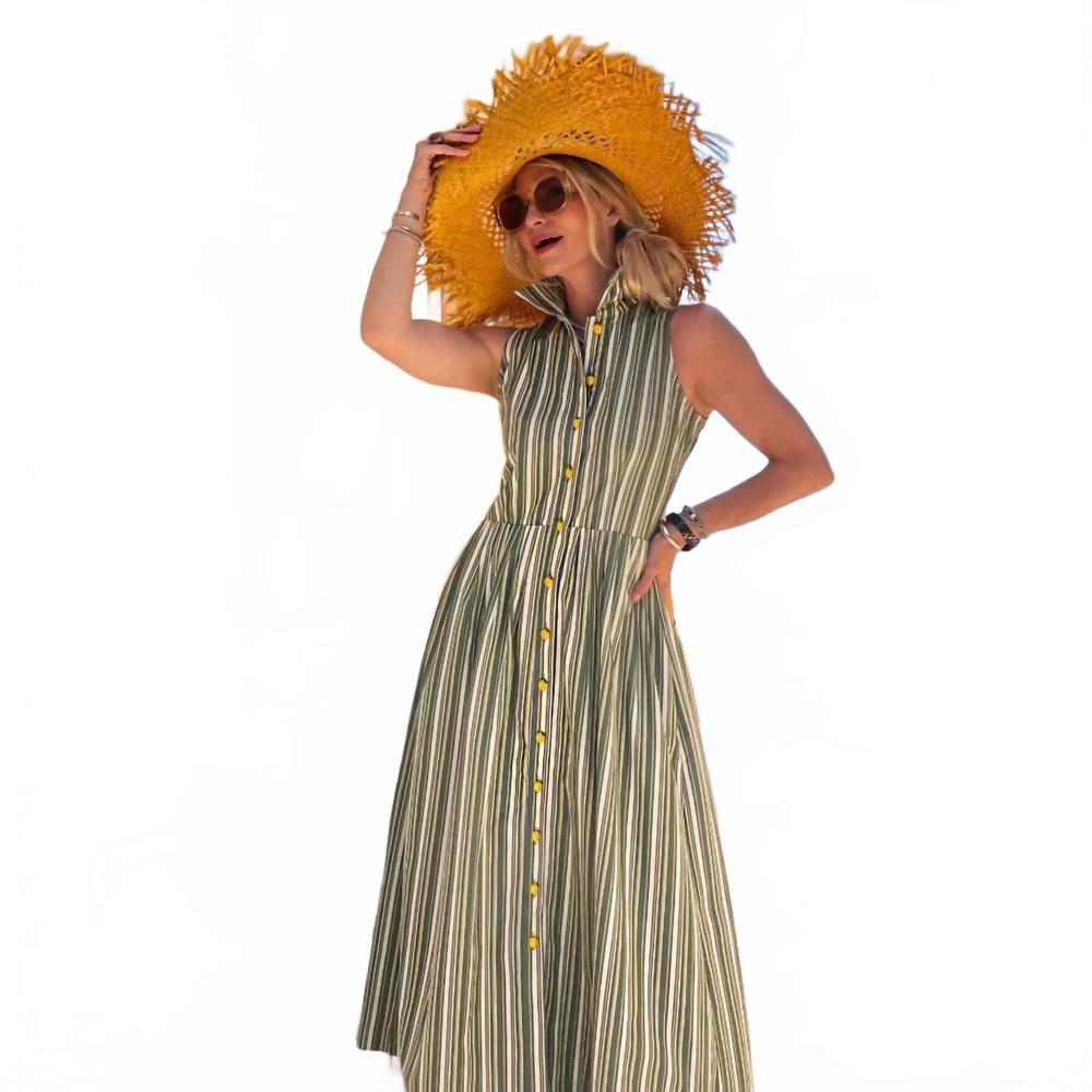 NEW BURU lemon sleeveless twist dress in green - Picture 1 of 4